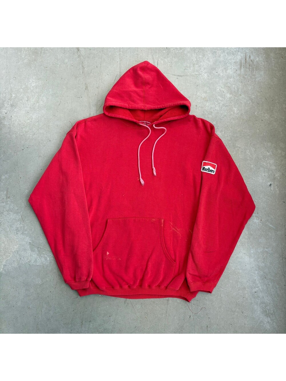 Vintage 90s Marlboro Patch Flawed Hoodie Extra Large Red